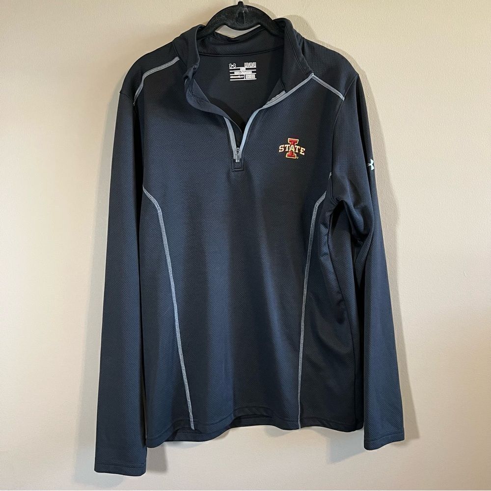 ✨‎ Under Armour Quarter Zip Men’s Medium Black Loose Pullover Iowa State